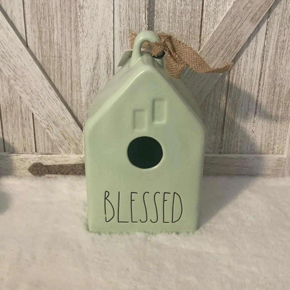 Rae Dunn Blessed Birdhouse in Mint Green